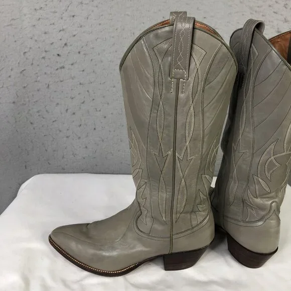 Dan Post Boots Womens Size 6.5C Gray Leather Western Pointed Toe Spain 4117 - Picture 14 of 16